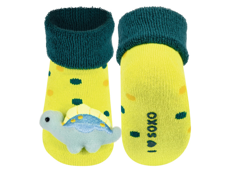 Gehe zu Vollbildansicht: Soxo Baby Rassel-Socken mit verschiedenen Mustern - Bild 9