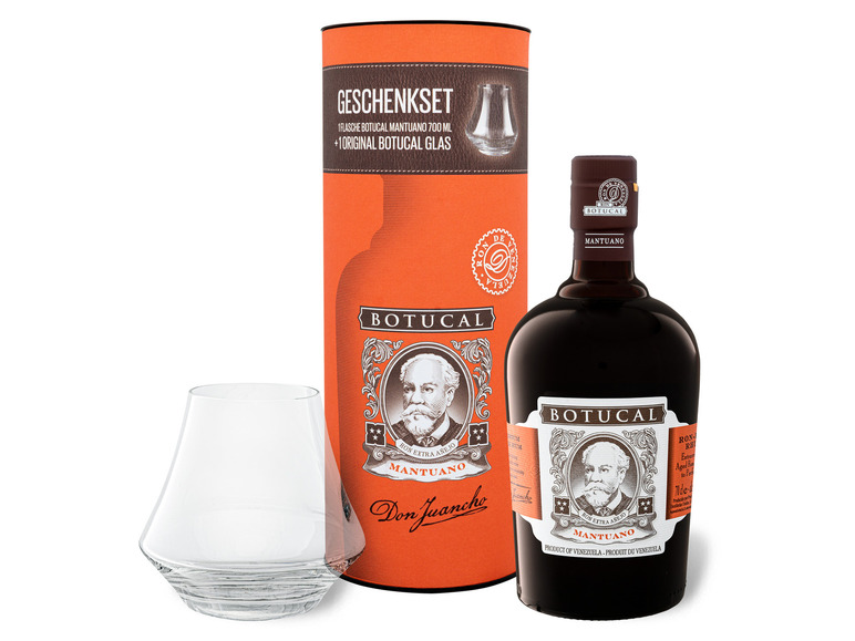 Geschenkbox Botucal + 40% Mantuano Glas mit Rum Vol