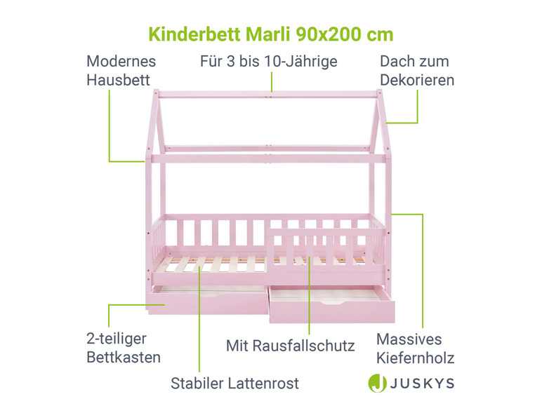 Gehe zu Vollbildansicht: Juskys Kinderbett »Marli«, im skandinavischen Design - Bild 58