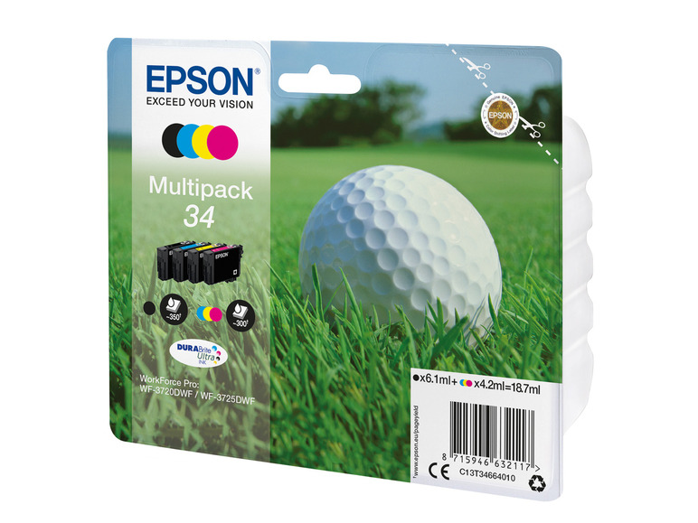»34« Multipack Tintenpatronen Golfball Schwarz/Cyan/Magenta/Gelb EPSON