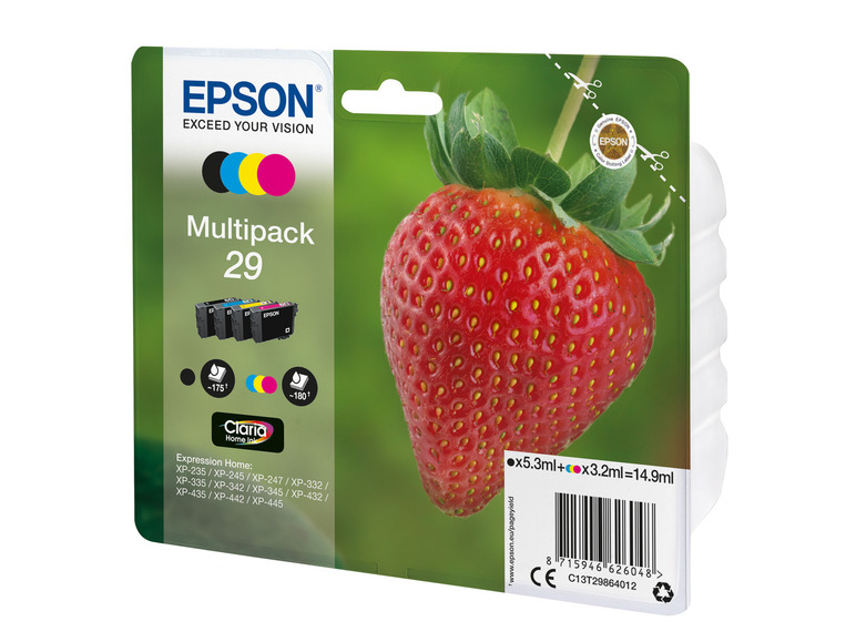 EPSON Tintenpatronen Schwarz/Cyan/Magenta/Gelb Erdbeere »29« Multipack