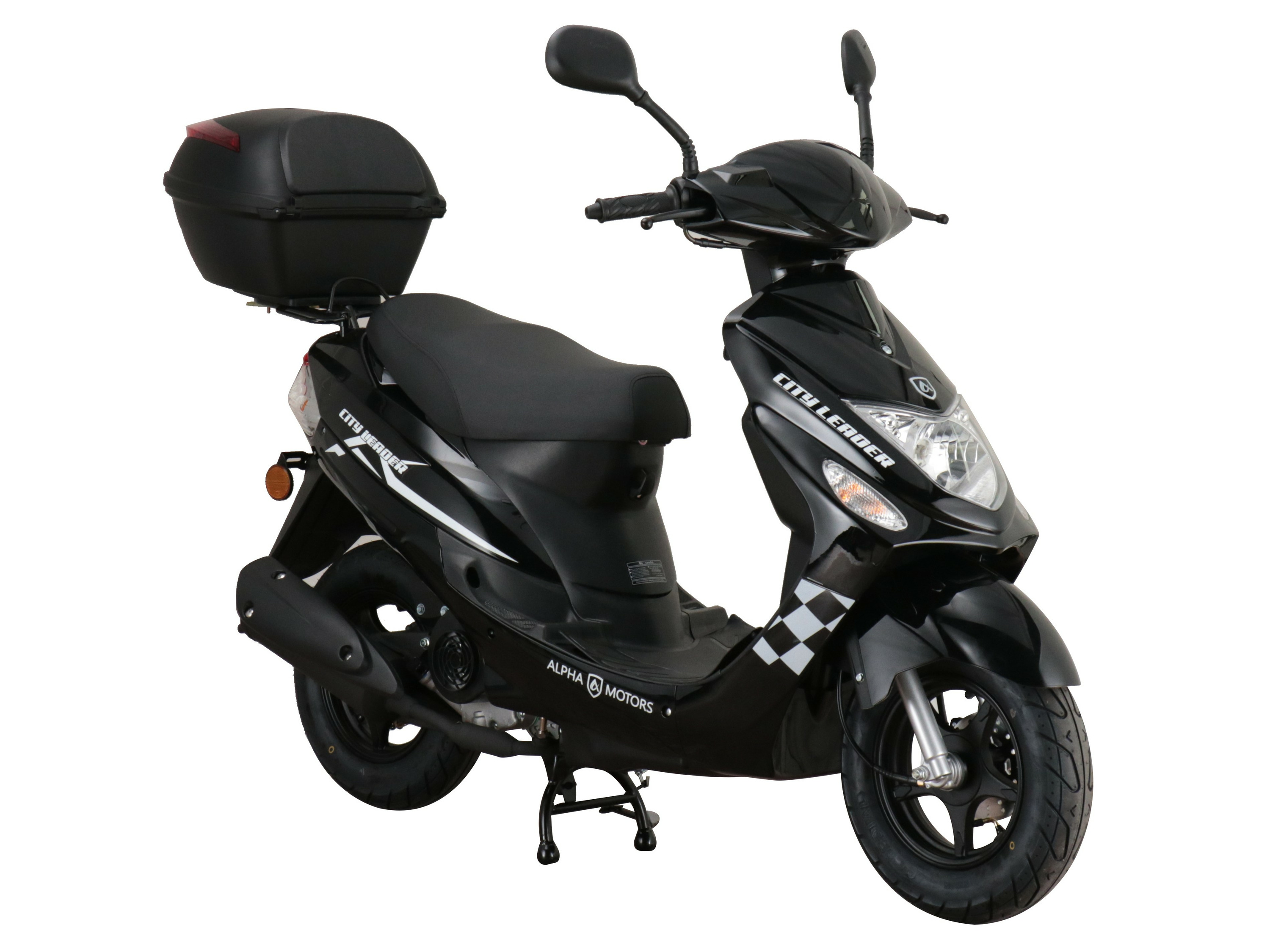 Alpha Motors Motorroller CityLeader 50 ccm EURO 5 inkl. Topcase (schwarz, 45 km/h) 45 km/h