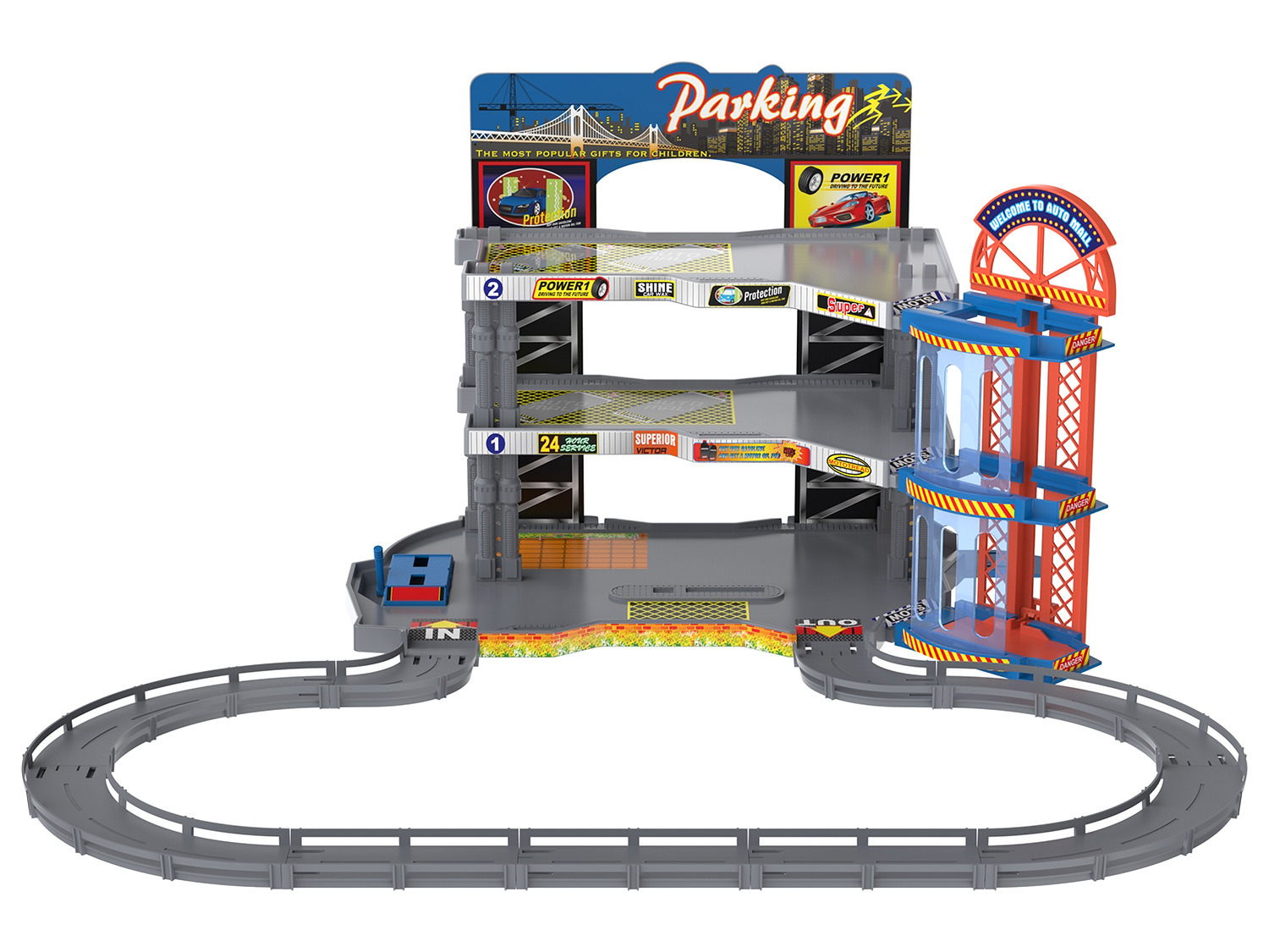 Playtive Racers City mit 5 Zinkguss-Fahrzeug… Parkhaus