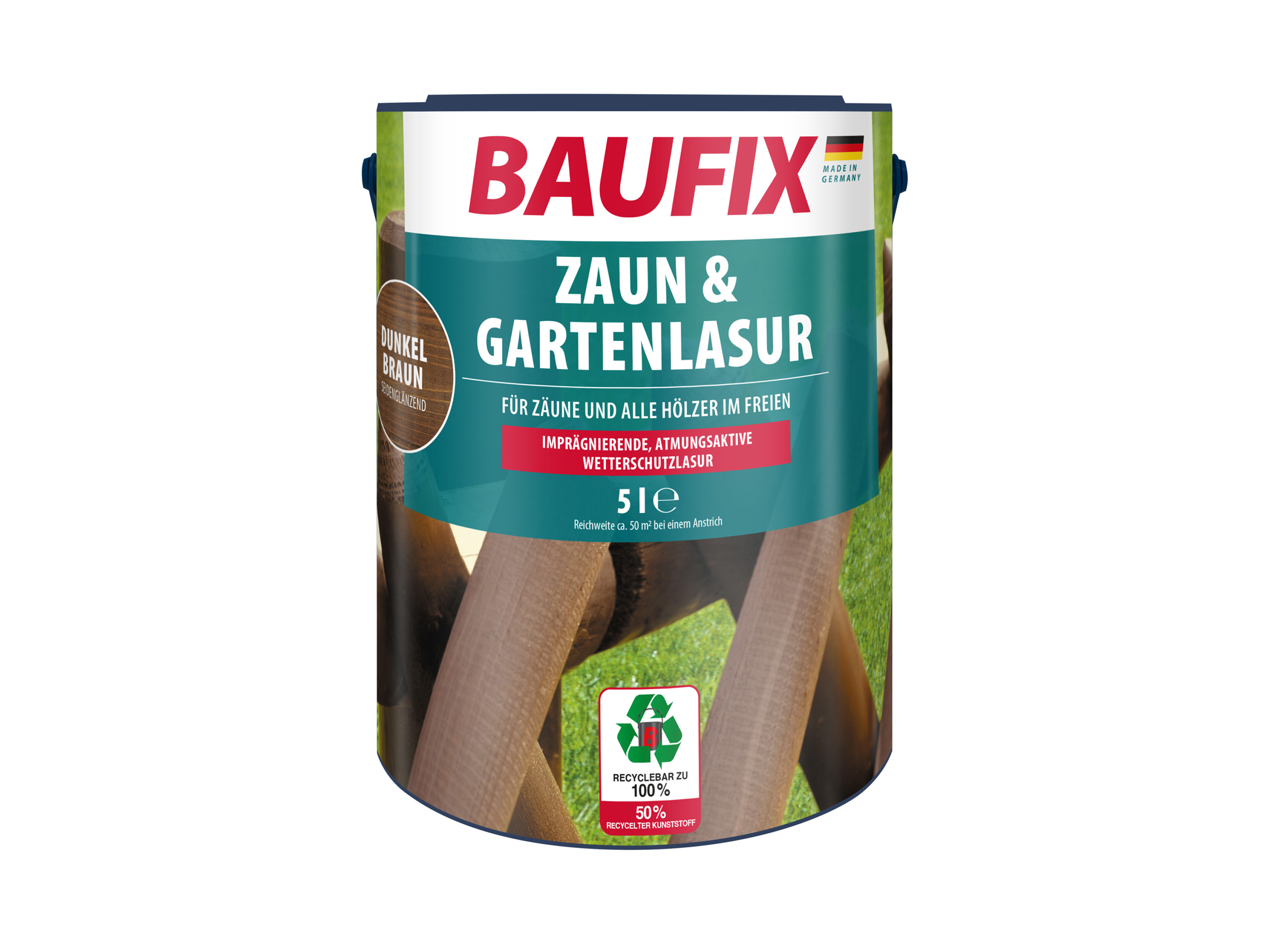 BAUFIX Zaun- und Gartenlasur, 5 Liter (dunkelbraun seidenglänzend)