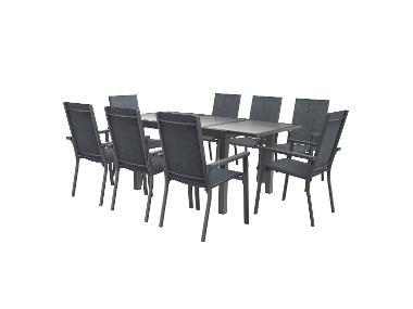 LIVARNO home Alu-Set »Houston«, 9-teilig - Ausziehtisch & 8 Stapelsessel, grau