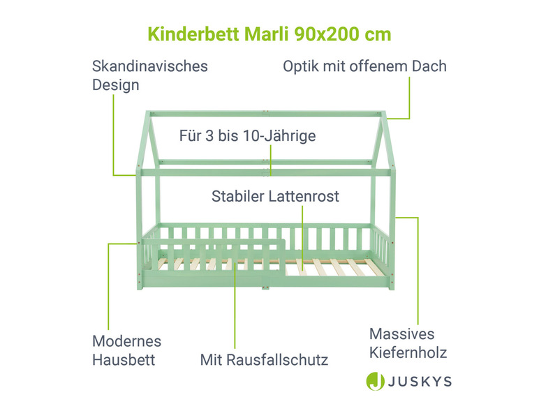 Gehe zu Vollbildansicht: Juskys Kinderbett »Marli«, im skandinavischen Design - Bild 88