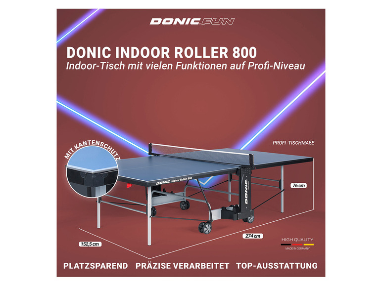 800 Indoor DONIC Tischtennisplatte Roller