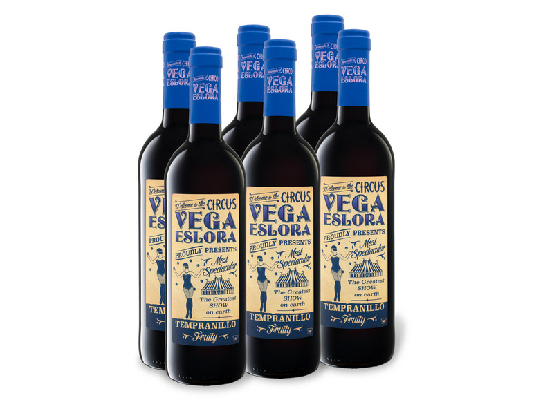 6 x 0,75-l-Flasche Vega halbtrocken, Vdt Tempranillo Eslora Weinpaket Rotwein