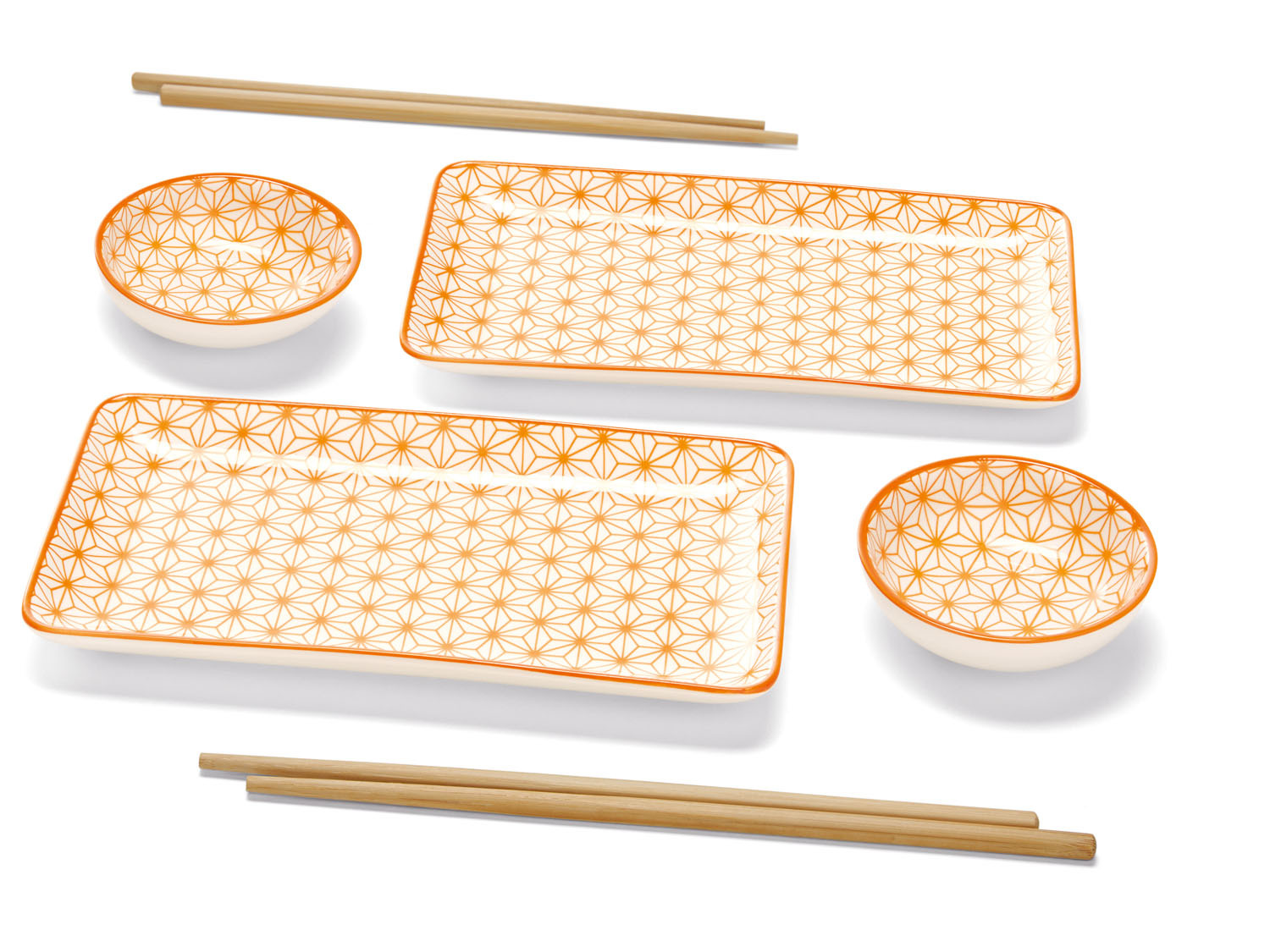 Bambusstäbchen mit ERNESTO® Sushi-Set, Porzellan,
