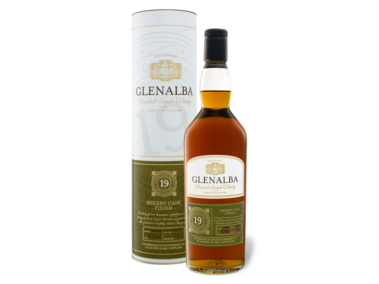 Glenalba Blended Scotch Whisky Jahre Finish Geschenkbox 40% Cask 19 mit Sherry Oloroso Vol