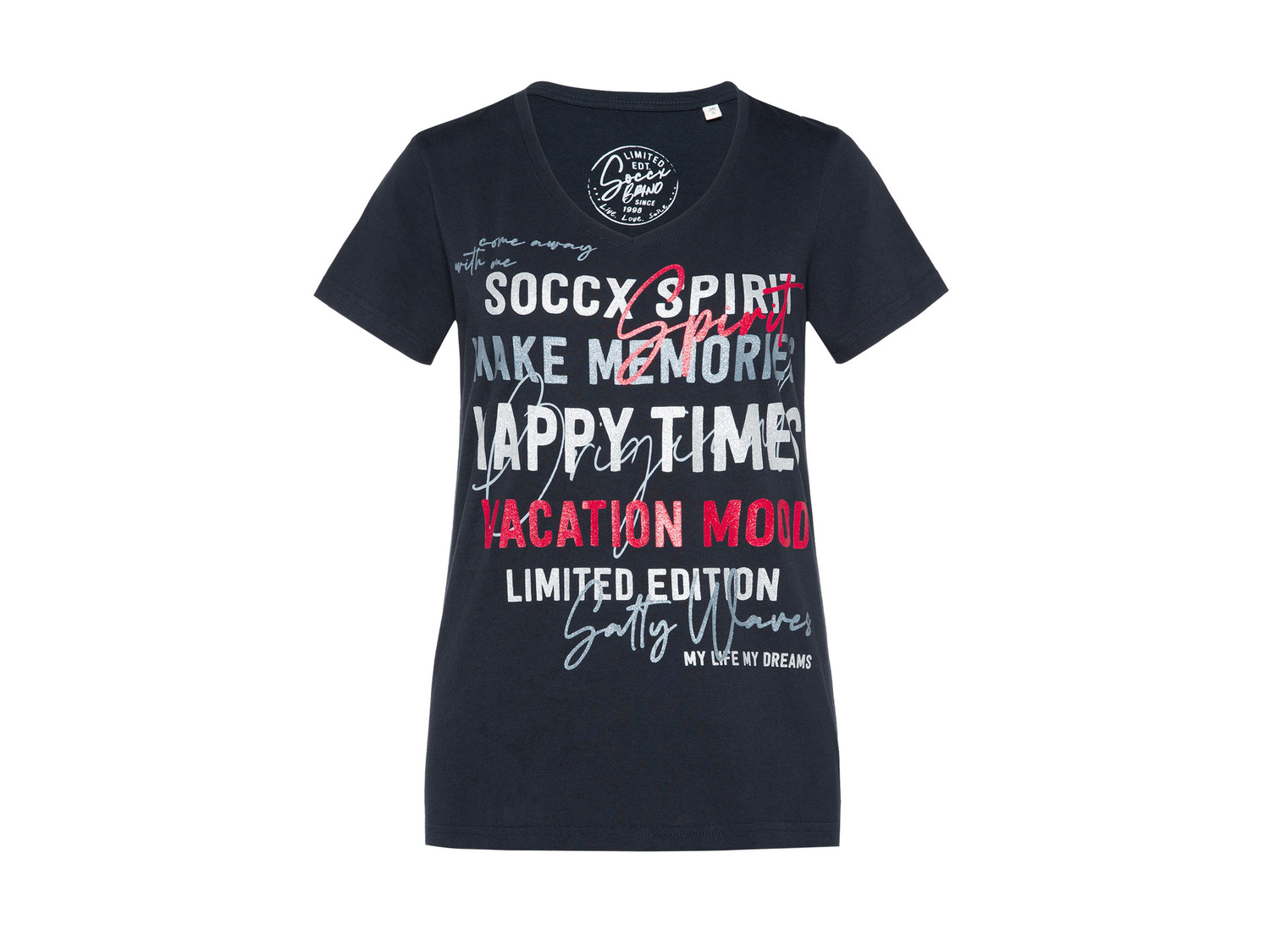 Soccx Damen T-Shirt mit | Glitterdruck LIDL