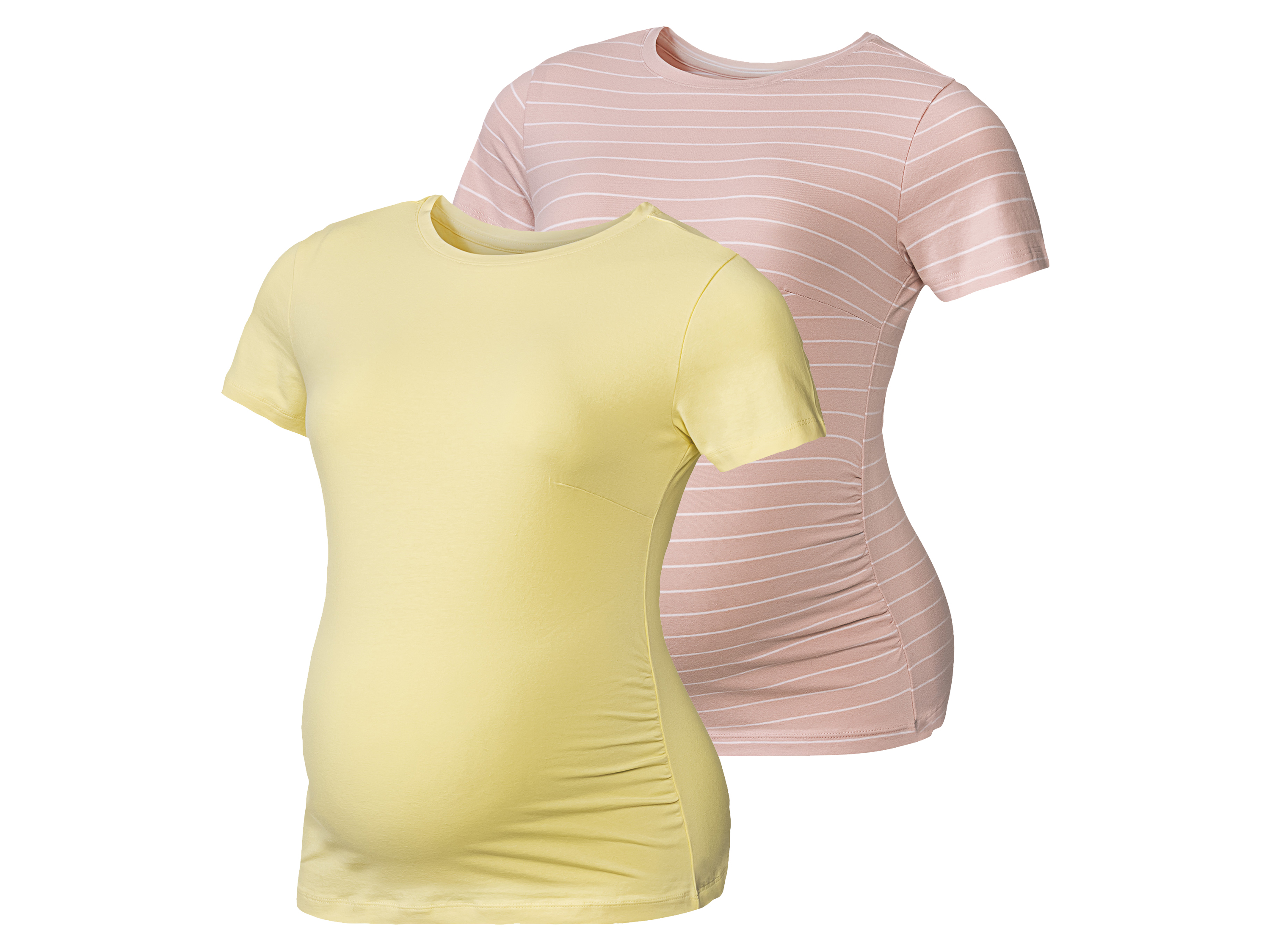 esmara® Damen Umstand T-Shirts, 2 Stück (XS(32/34), gelb/rose) XS(32/34)