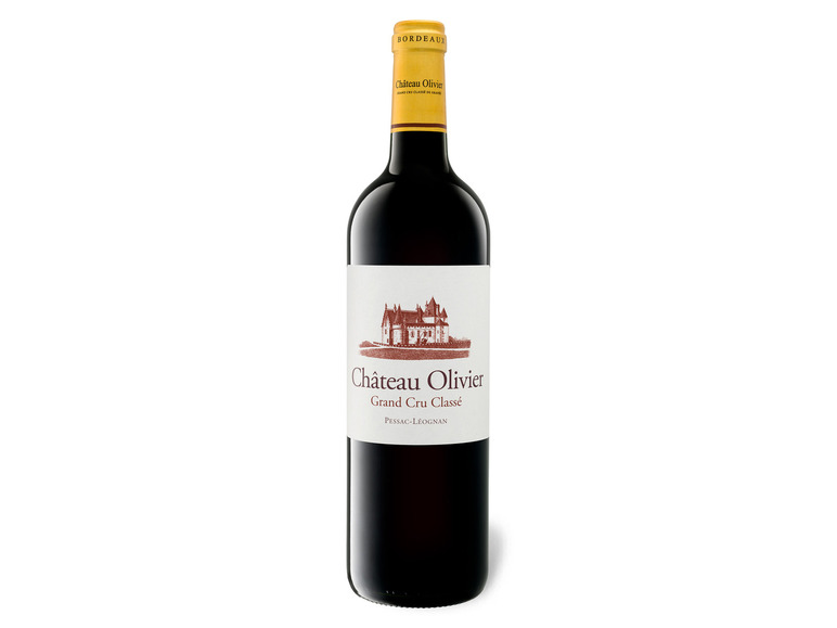 12 x 0 75-l-Flasche Château Olivier Grand Cru Classé Pessac-Léognan AOC trocken  Rotwein 2021 - Original-Holzkiste