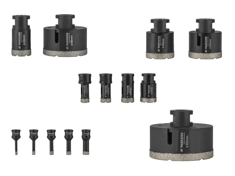 PARKSIDE PERFORMANCE® Diamant-Bohrkronen / Diamant-Bohrkrone, mit Aufbewahrungskoffer