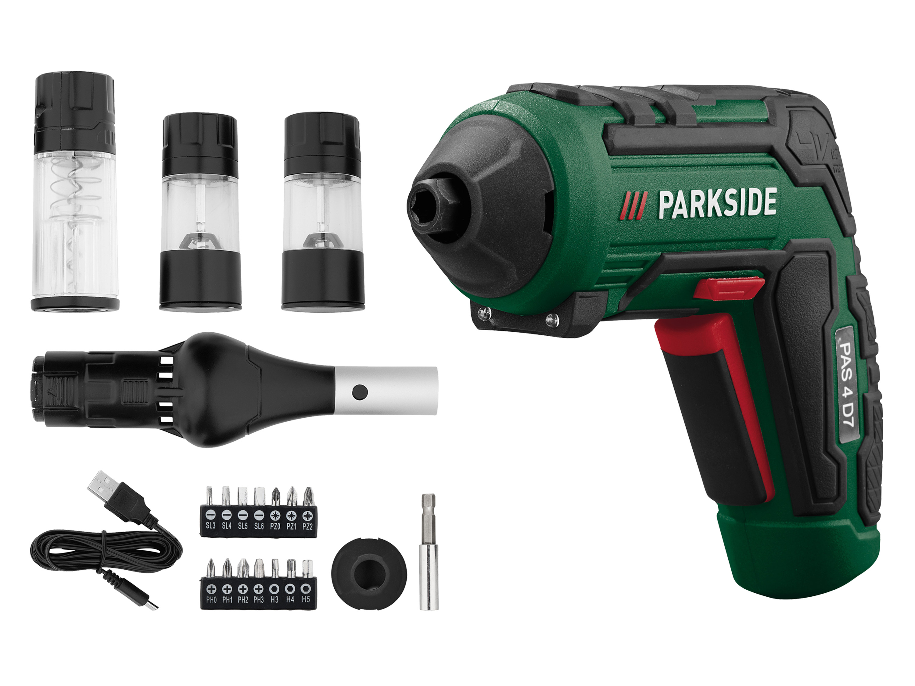 PARKSIDE® 4 V Akkuschrauber-Set »PAS 4 D7«, mit 4 BBQ-Aufsätzen