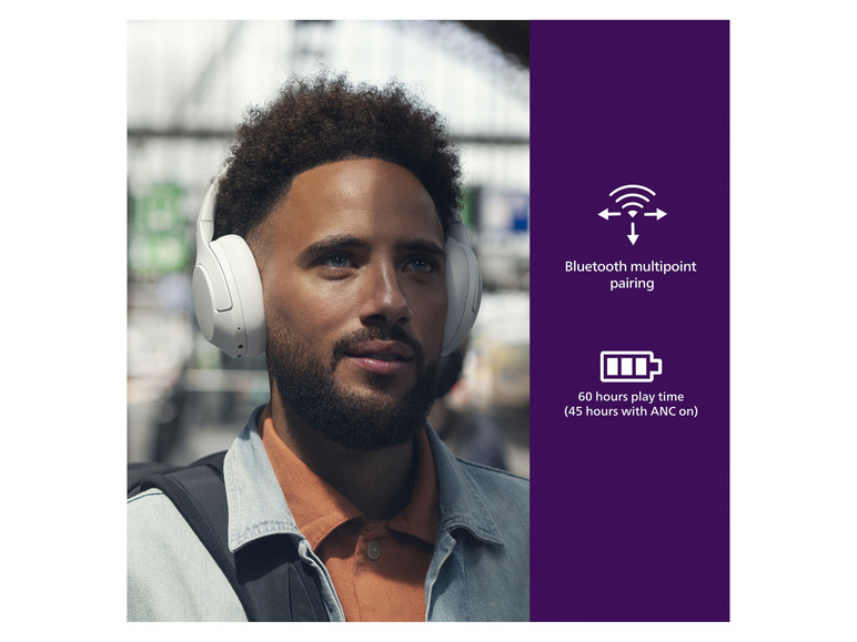 Headset Over-Ear Kopfhörer PHILIPS »TAH8506WT« Cancelling Bluetooth mit Noise