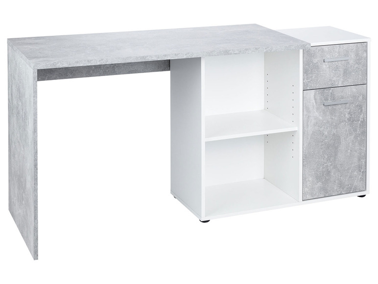 LIVARNO home Schreibtisch mit Schrankelement, Beton/weiß
