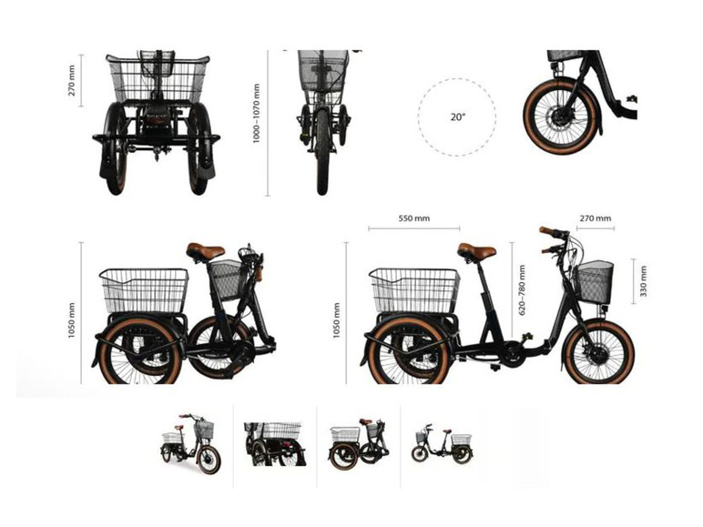 Gehe zu Vollbildansicht: Llobe E-Dreirad 36V / 13,4Ah (482,4Wh), 20 Zoll - Bild 8
