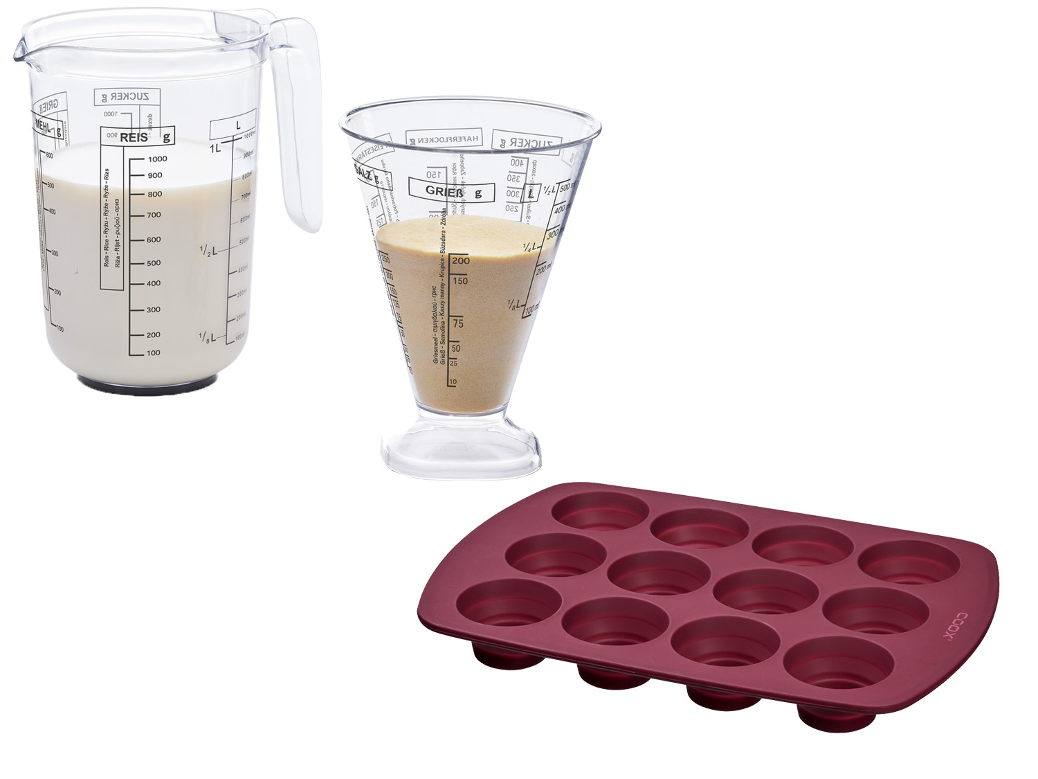 Coox Silikon-Muffinform + ERNESTO® Messbecher-Set, 2-teilig