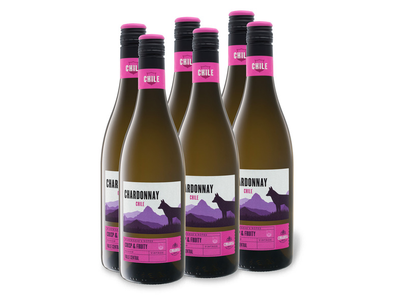 6 x 0,75-l-Flasche Weinpaket CIMAROSA Chardonnay trocken, Weißwein Chile