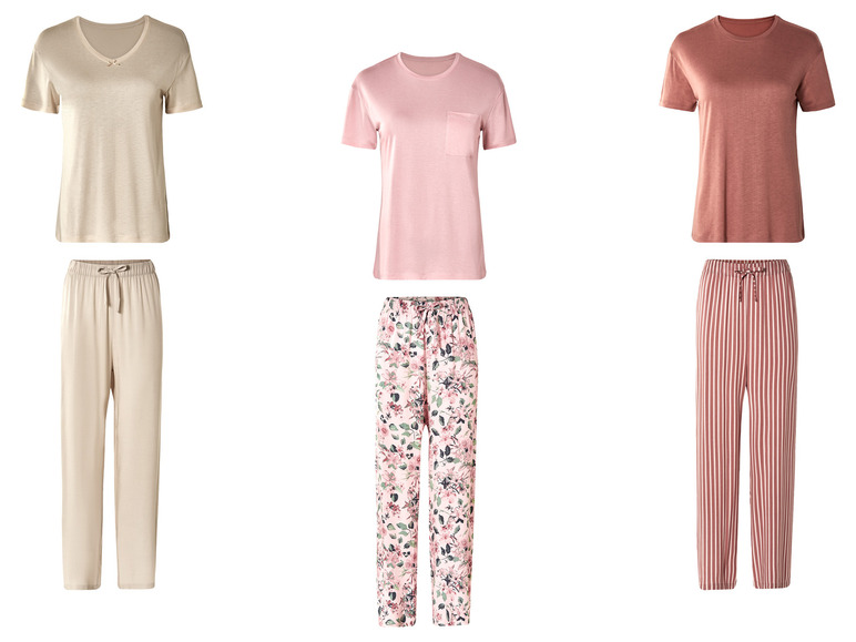 esmara® Damen Pyjama mit Gummizugbund und Bindeband