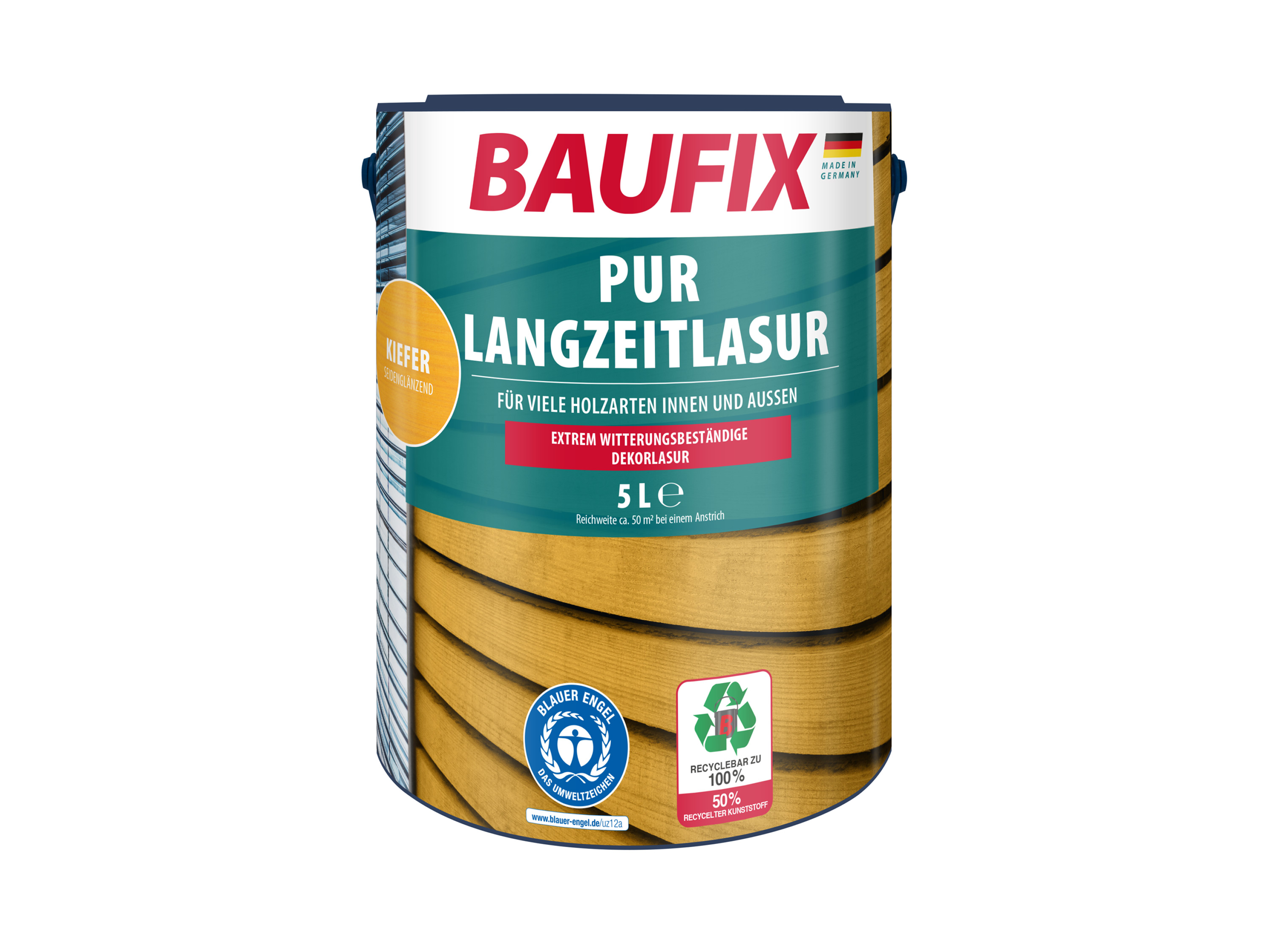 BAUFIX PUR-Langzeitlasur 5 Liter (kiefer seidenmatt)