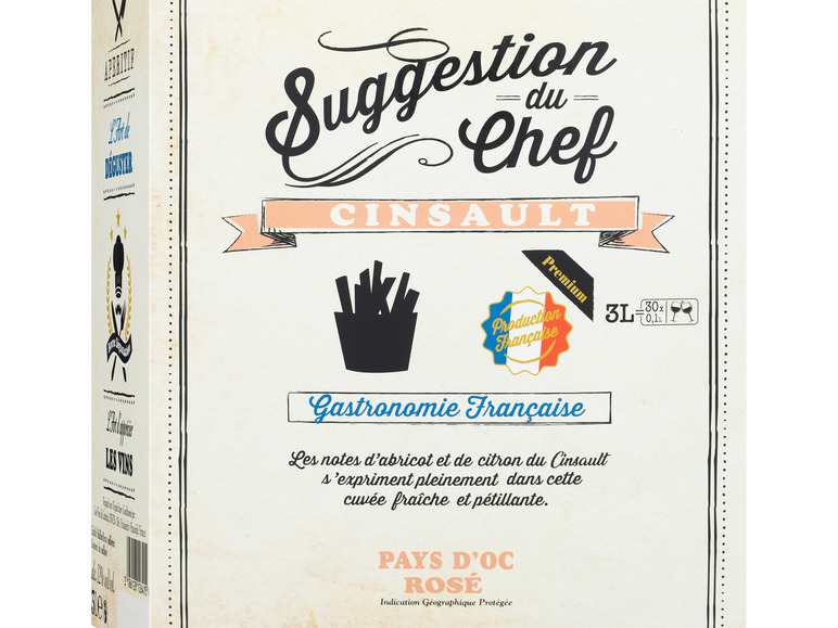 d\'Oc du Suggestion 2021 Roséwein Chef Cinsault 3,0-l-Bag-in-Box, IGP Pays