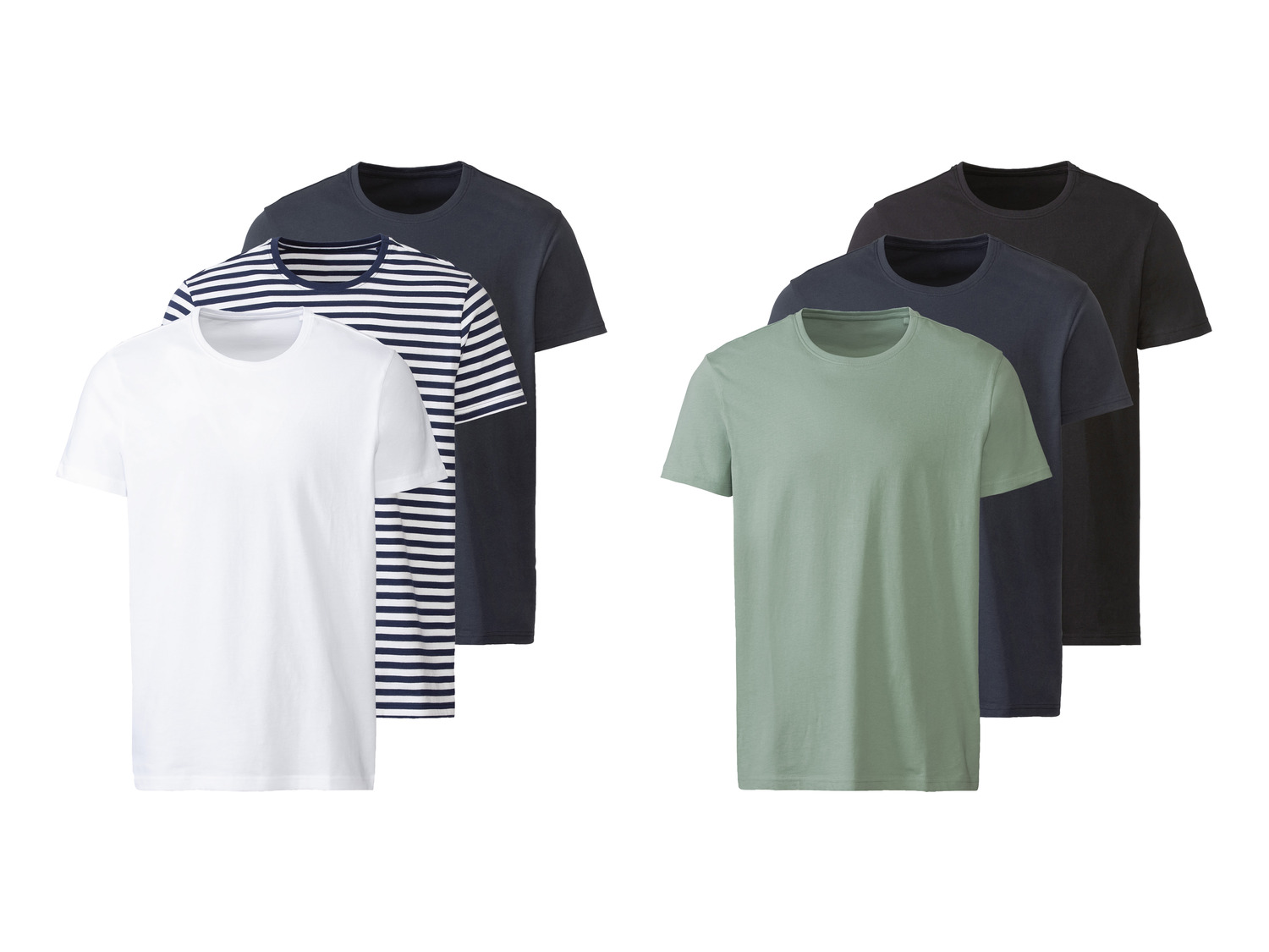 LIVERGY® Herren T-Shirts, 3 Stück, reiner Baumwolle aus