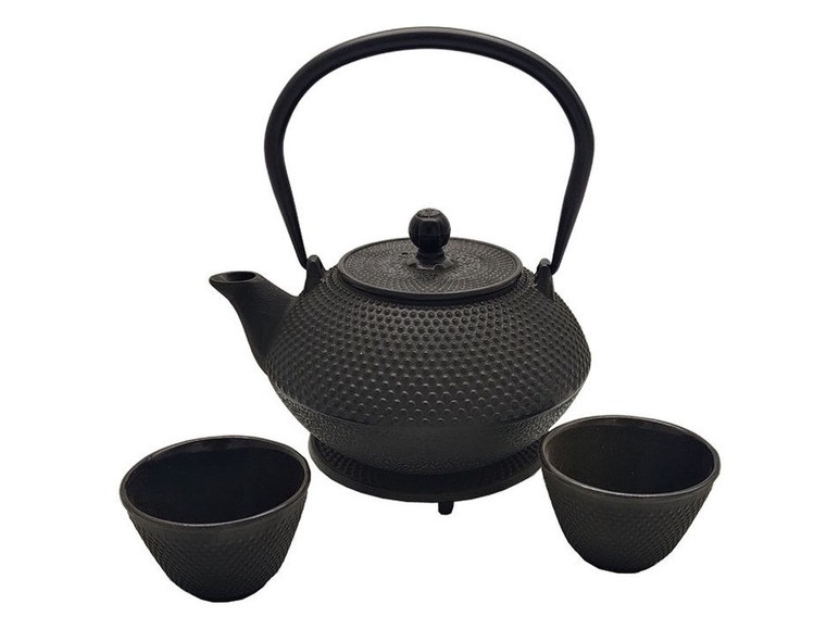ERNESTO® Gusseisen-Tee-Set, 4-teilig, Teefilter herausnehmbarem mit