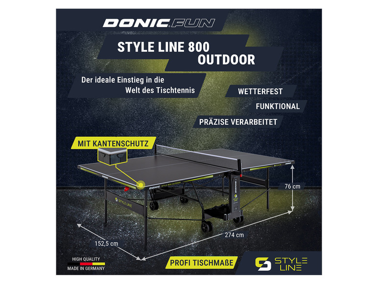 Gehe zu Vollbildansicht: DONIC Tischtennis-Set Style 800 Outdoor, inkl. Zubehör - Bild 19