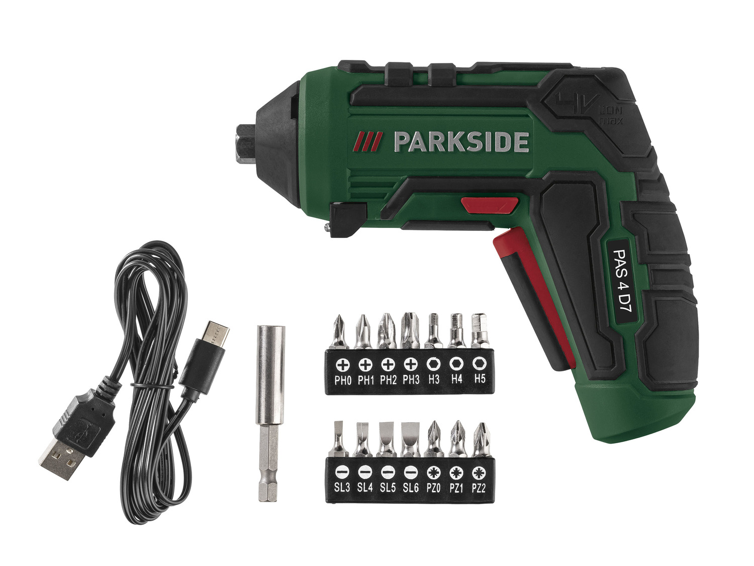 4 4 V-Akku-Schrauber D7«, »PAS mit USB-Ladek… PARKSIDE®