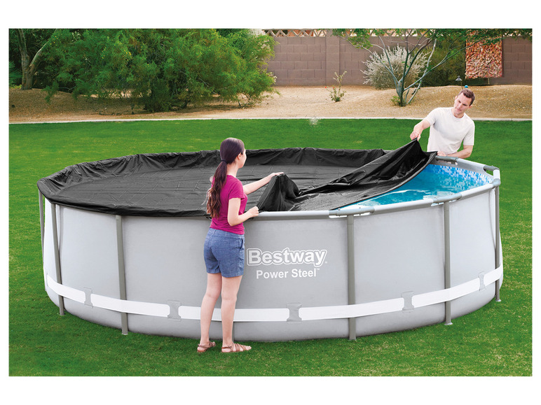 Gehe zu Vollbildansicht: Bestway PVC-Abdeckplane, schwarz, für runde Pools - Bild 9