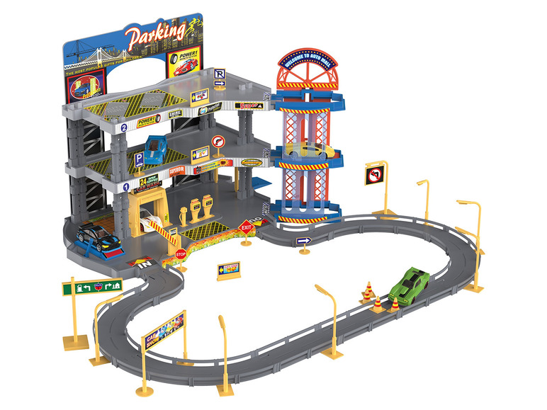 Playtive Racers City Parkhaus, mit Zinkguss-Fahrzeugen 5