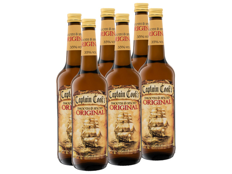 6 x 0,7-l-Flasche JAMES COOK Captain Cook´s Smooth & Spiced (Rum-Basis) 35% Vol