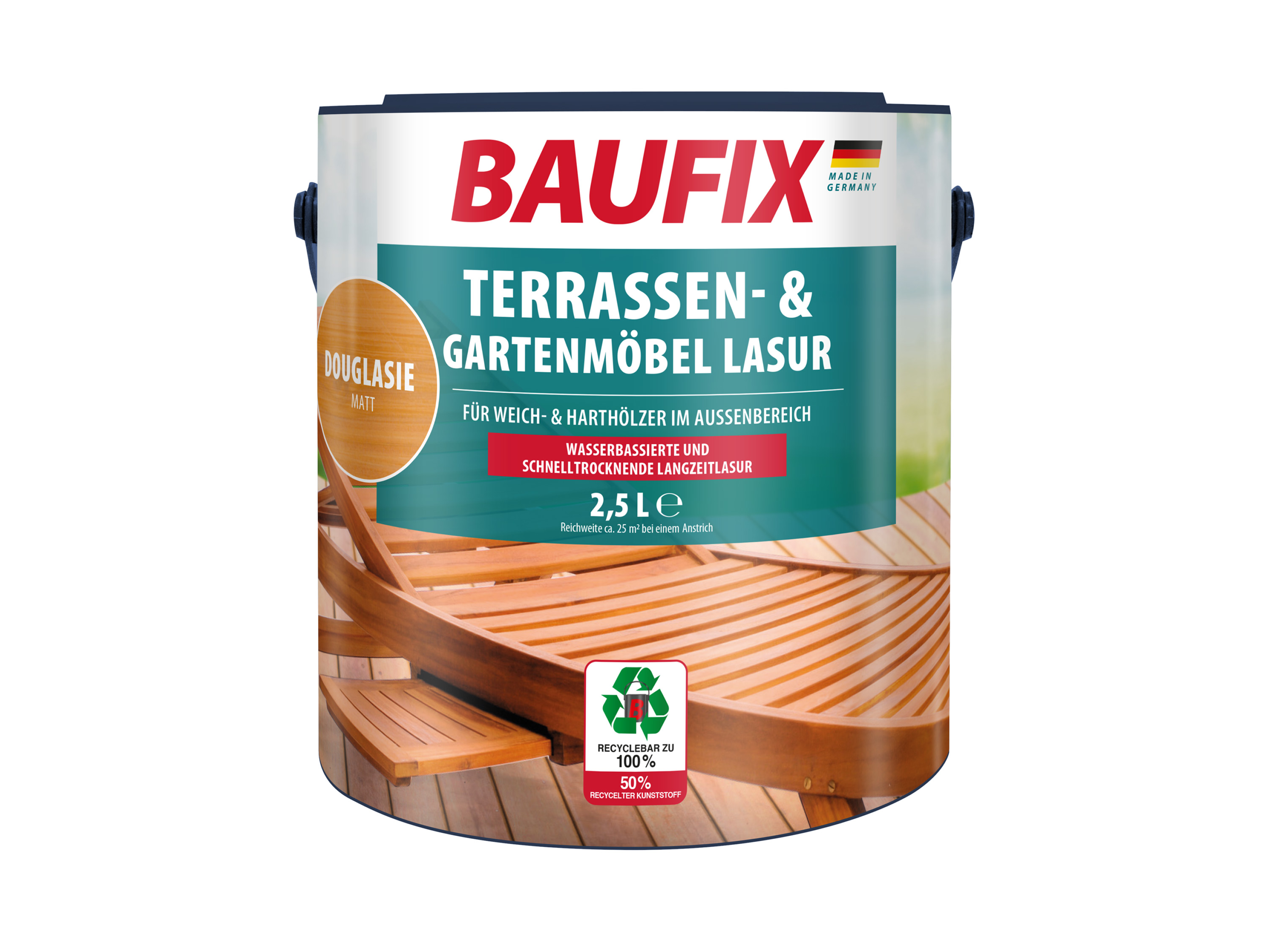 BAUFIX Terrassen- und Gartenmöbel-Lasur 2.5 Liter (douglasie matt)