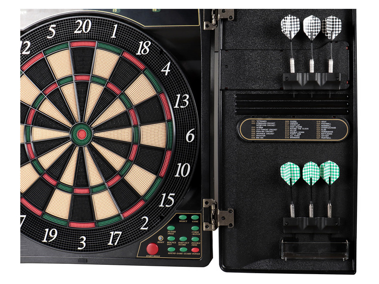 L.A. Sports Electronic Dart Cabinet, Darts, LED, 16 Tips 12 Player 4 52 London