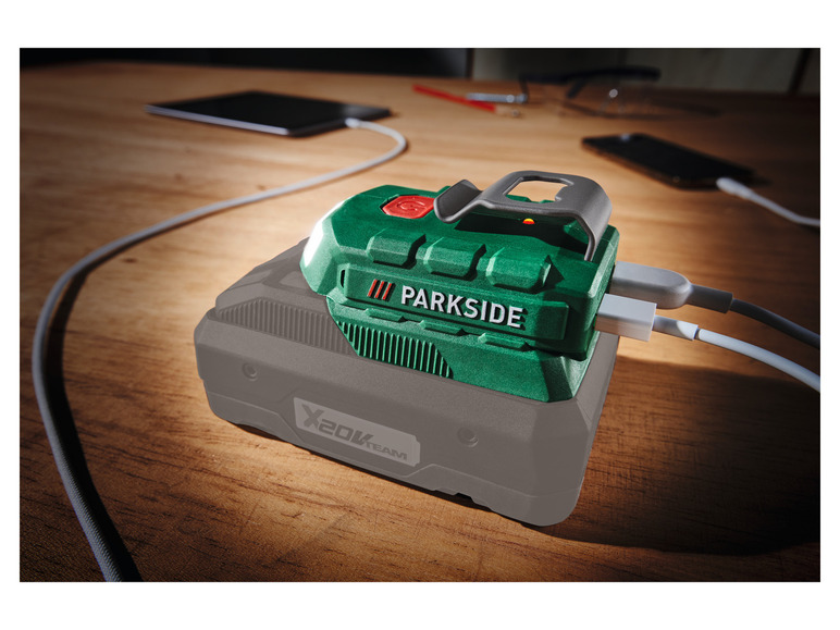 PARKSIDE® 20 V Akku-Adapter »PAA ohne Akku mit B2«, LED-Leuchte, 20-Li