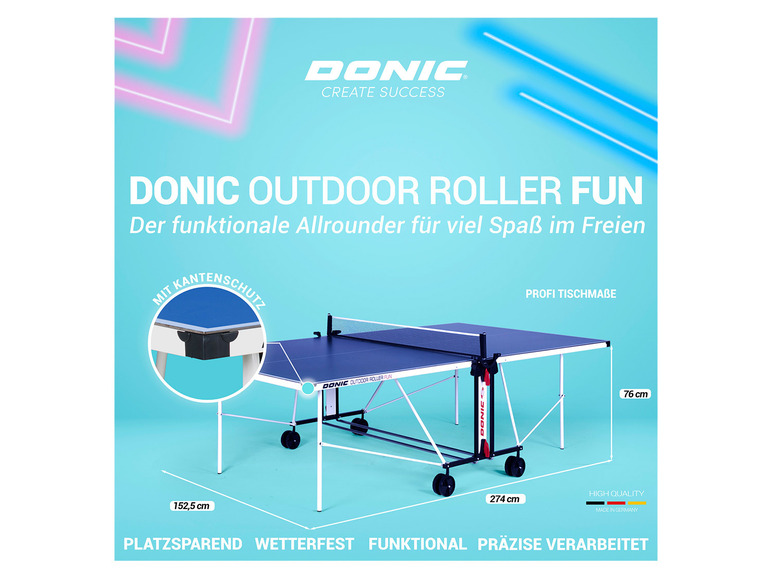 DONIC Tischtennisplatte Fun« Roller inkl. »Outdoor Abdeckhülle