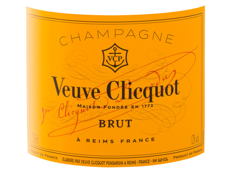 Veuve Clicquot brut, Yellow Champagner Label