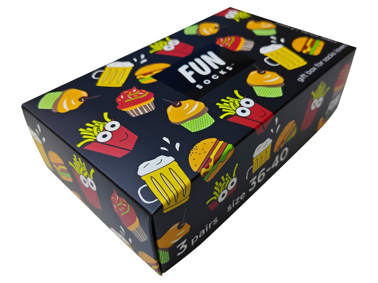 Gehe zu Vollbildansicht: Fun Socks Socken, 3 Paar, mit Geschenkbox - Bild 16