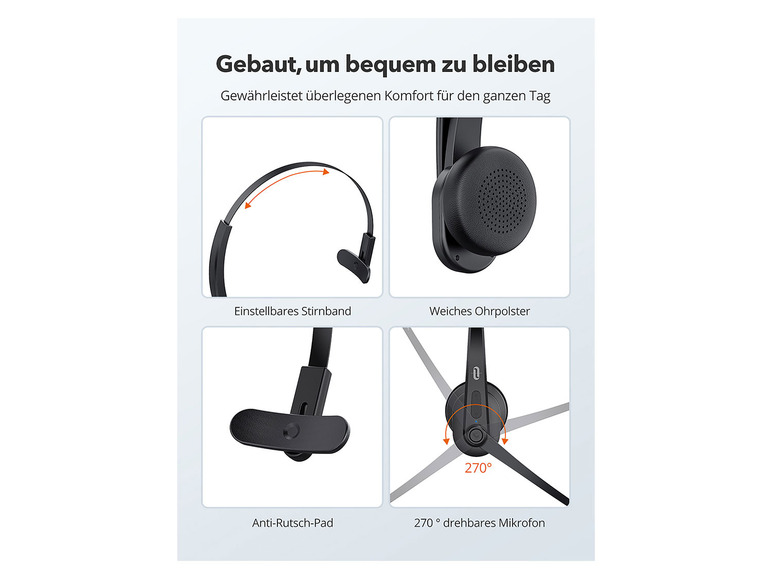 Gehe zu Vollbildansicht: TaoTronics TT-BH041 Headset mit AI Noise Cancelling, Bluetooth 5.0 & Mikrofon - Bild 5