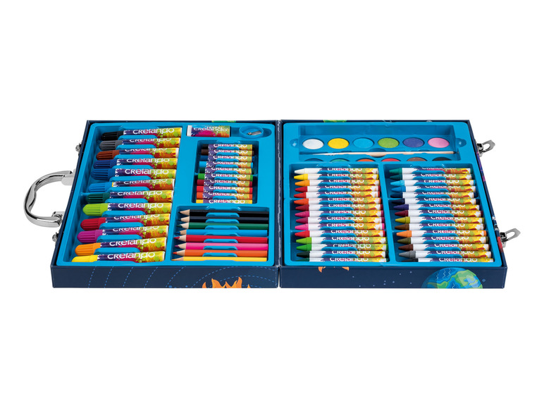 Gehe zu Vollbildansicht: crelando® Kinder-Malkoffer, mit Farben, Stiften und Zubehör - Bild 4