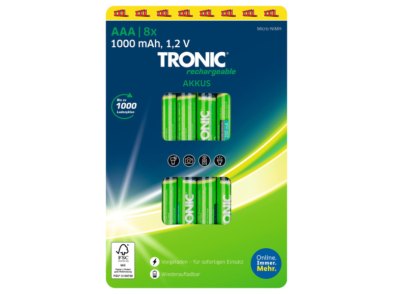 Gehe zu Vollbildansicht: TRONIC® Akku Ni-MH »Ready 2 Use«, 1,2 V, 8 Stück - Bild 2