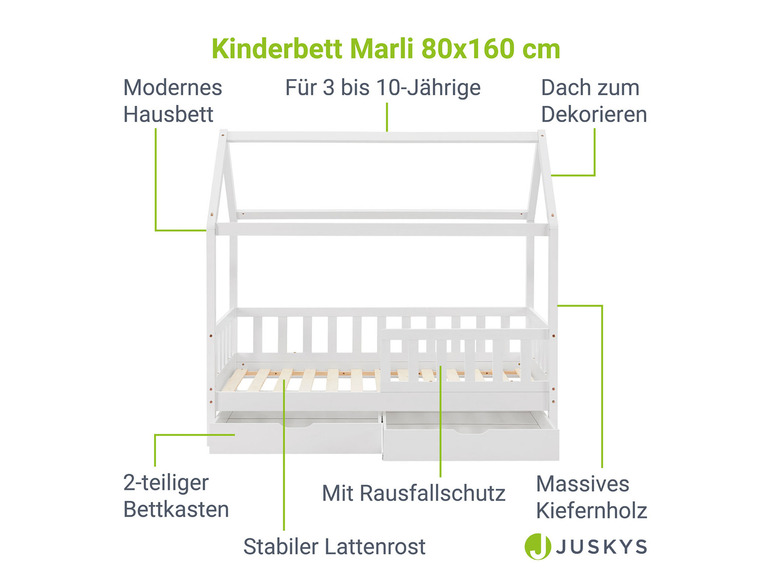 Gehe zu Vollbildansicht: Juskys Kinderbett »Marli«, im skandinavischen Design - Bild 189