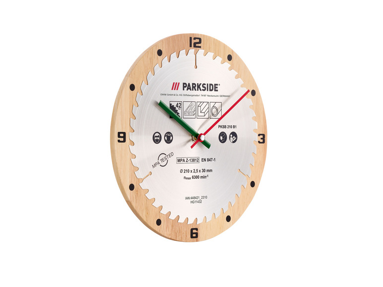 Gehe zu Vollbildansicht: PARKSIDE® Wanduhr »PWCP1A1«, im Kreissägeblatt-Design - Bild 3