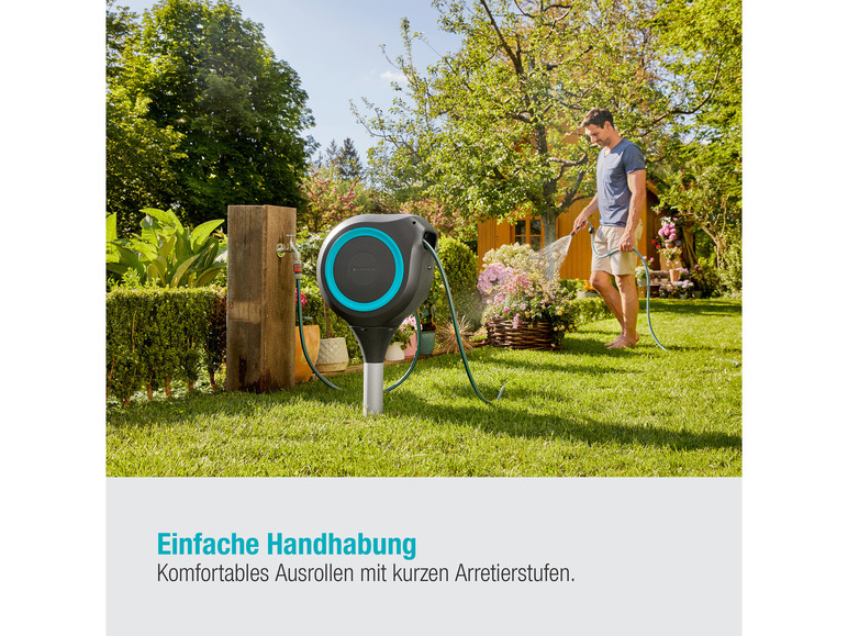 Gardena Garten-Schlauchbox »RollUp schwenkbar, grau/türkis um Schlauch, m 360° M«, 20
