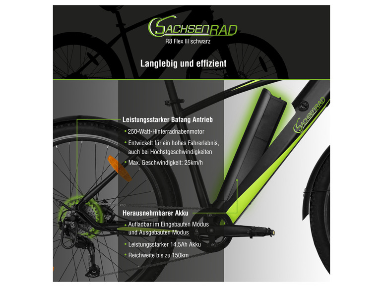 Gehe zu Vollbildansicht: SachsenRad E-Bike Racing Mountainbike »R8 Flex III«, 27,5 Zoll - Bild 2