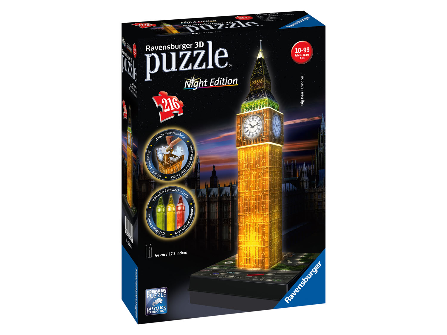 Ravensburger 3D Puzzle Gebäude leuchtend (Big Ben bei Nacht)