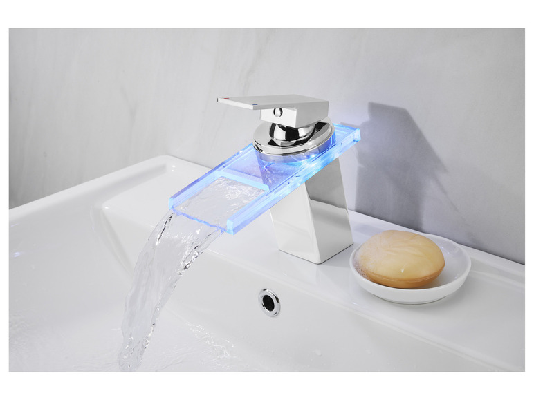 LIVARNO mit home Wasserfall-Aus… LED-Waschtischarmatur,