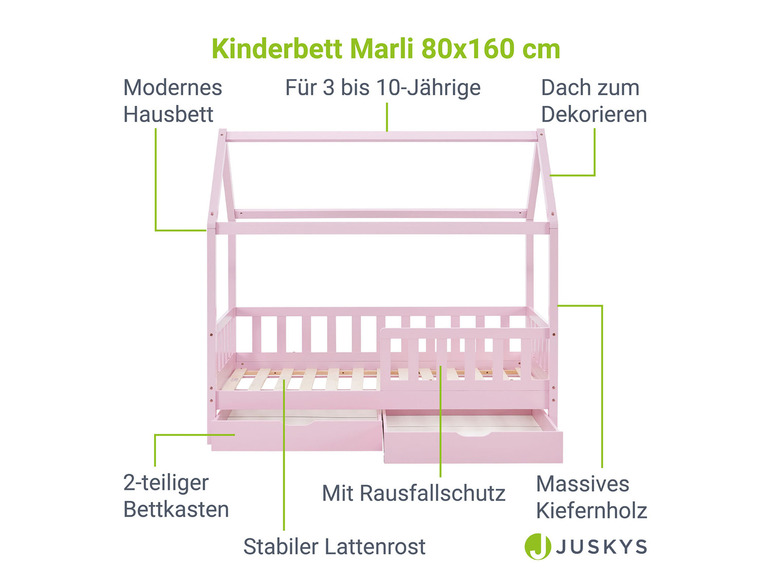 Gehe zu Vollbildansicht: Juskys Kinderbett »Marli«, im skandinavischen Design - Bild 131